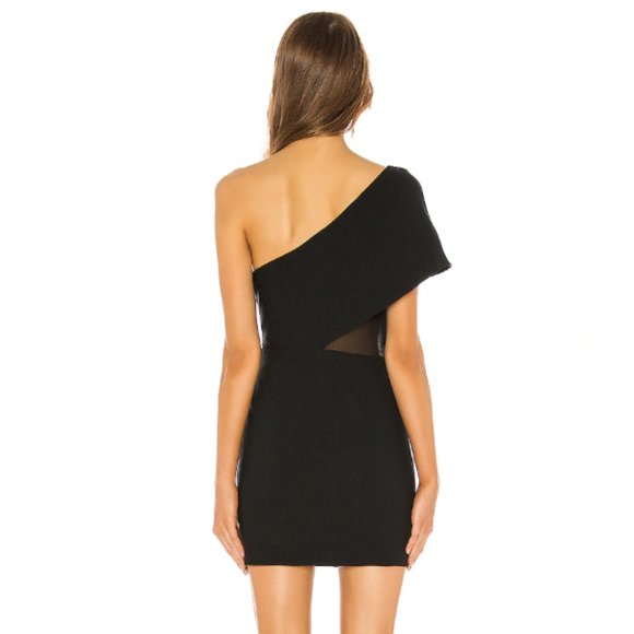 Revolve Superdown Danielle Black One Shoulder Mesh Inset Dress - Picture 2 of 4